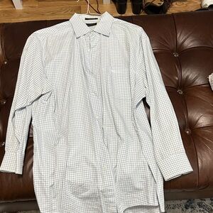 Joseph Abboud White and Gray Checkered Shirt